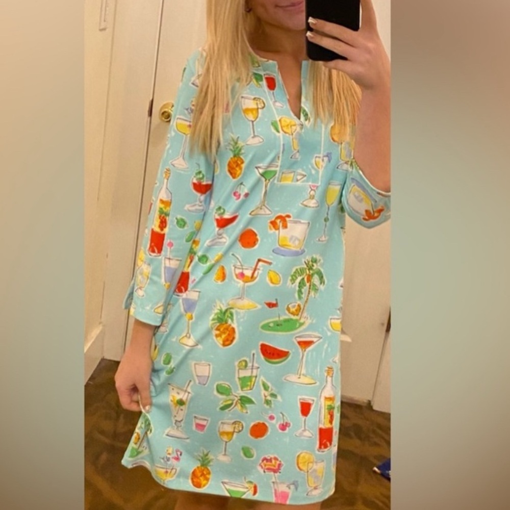 KENNY DANA- happier hour Colorful Cocktail Print Dress UPF 50